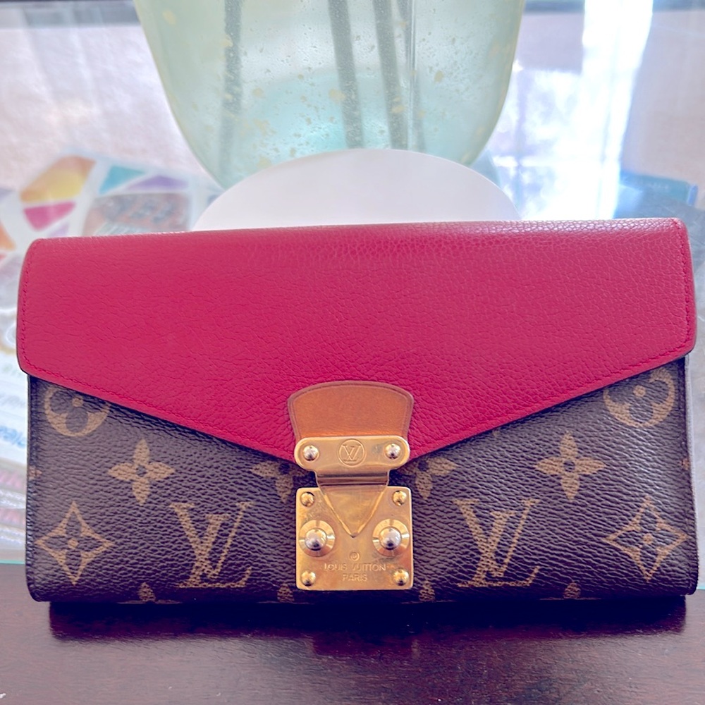 Louis Vuitton Pallas Long Monogram and Red Wallet